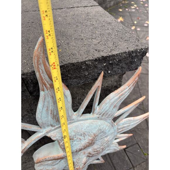Large 34” Half Face Sun Wall Plaque Aluminum Sculpture Verdigris Finish - Picture 5 of 10